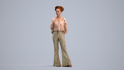 3D scanned woman standing casual, photorealistic archviz people for Enscape and SketchUp, standing pose render