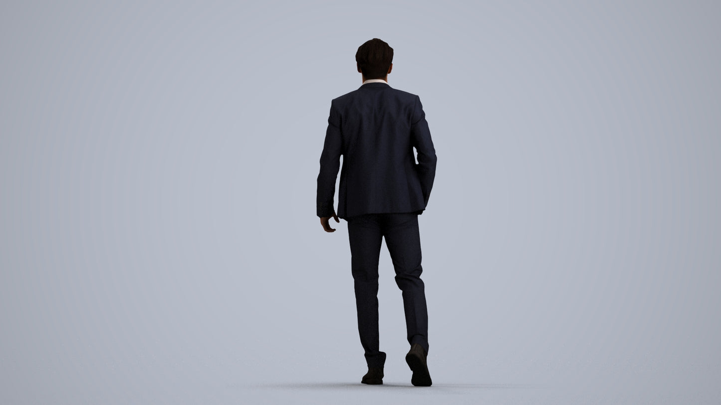 realistic 3D man business, scanned archviz people for Blender and 3ds Max, front view render