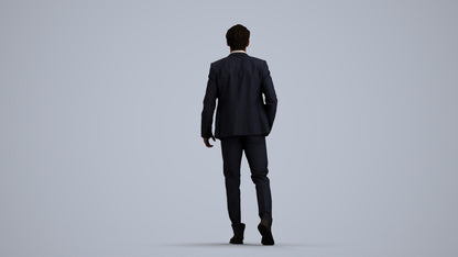 realistic 3D man business, scanned archviz people for Blender and 3ds Max, front view render