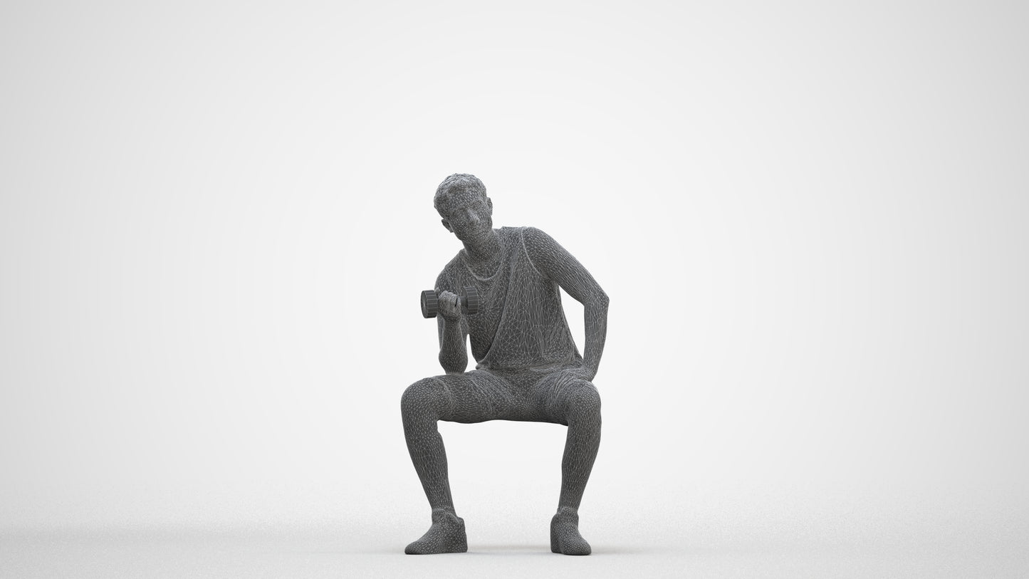3D people model man sport, scanned human for 3ds Max rendering, three-quarter front view render