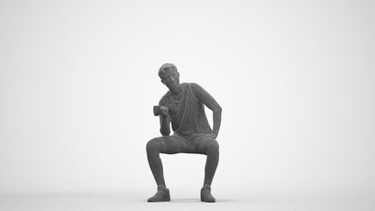 3D people model man sport, scanned human for 3ds Max rendering, three-quarter front view render