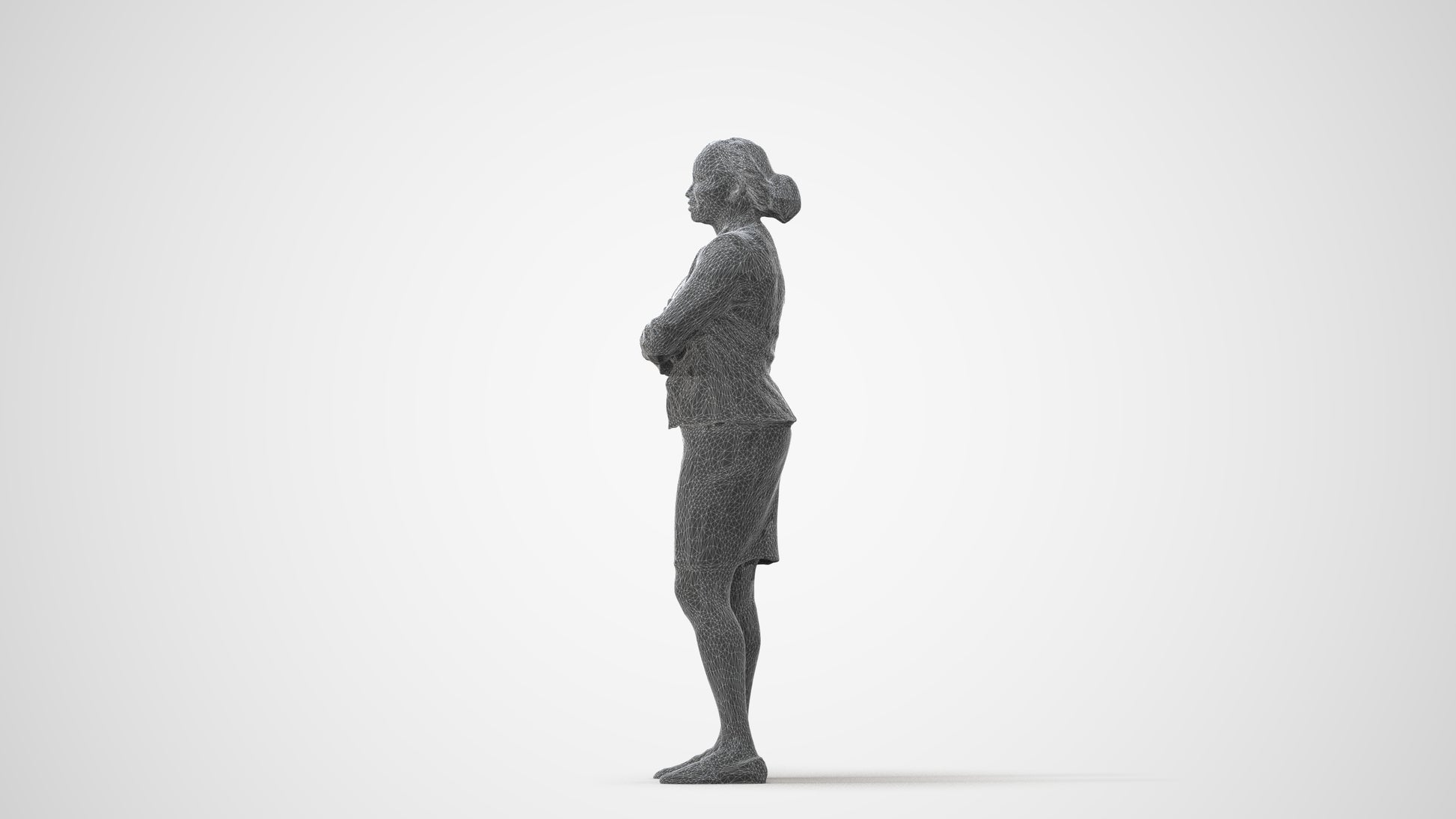 realistic 3D people woman business standing, render-ready for V-Ray and Corona, FBX OBJ, square thumbnail