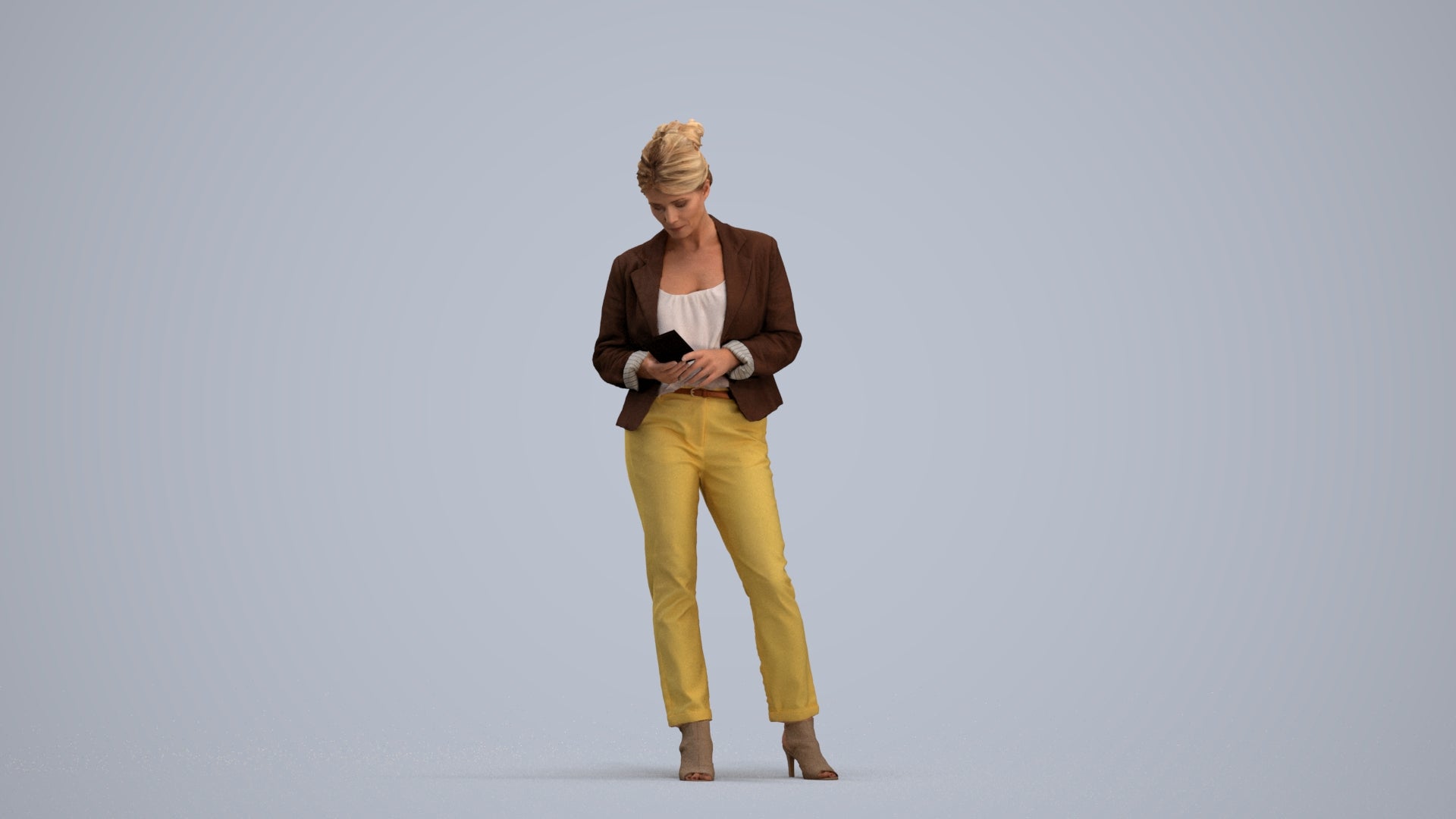 3D people model woman business standing, scanned human for 3ds Max rendering, standing pose render