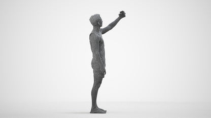 photogrammetry 3D man casual standing, realistic human model archviz FBX, wireframe side view