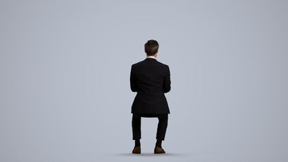 photogrammetry 3D man formal business, realistic human model archviz FBX, three-quarter view render