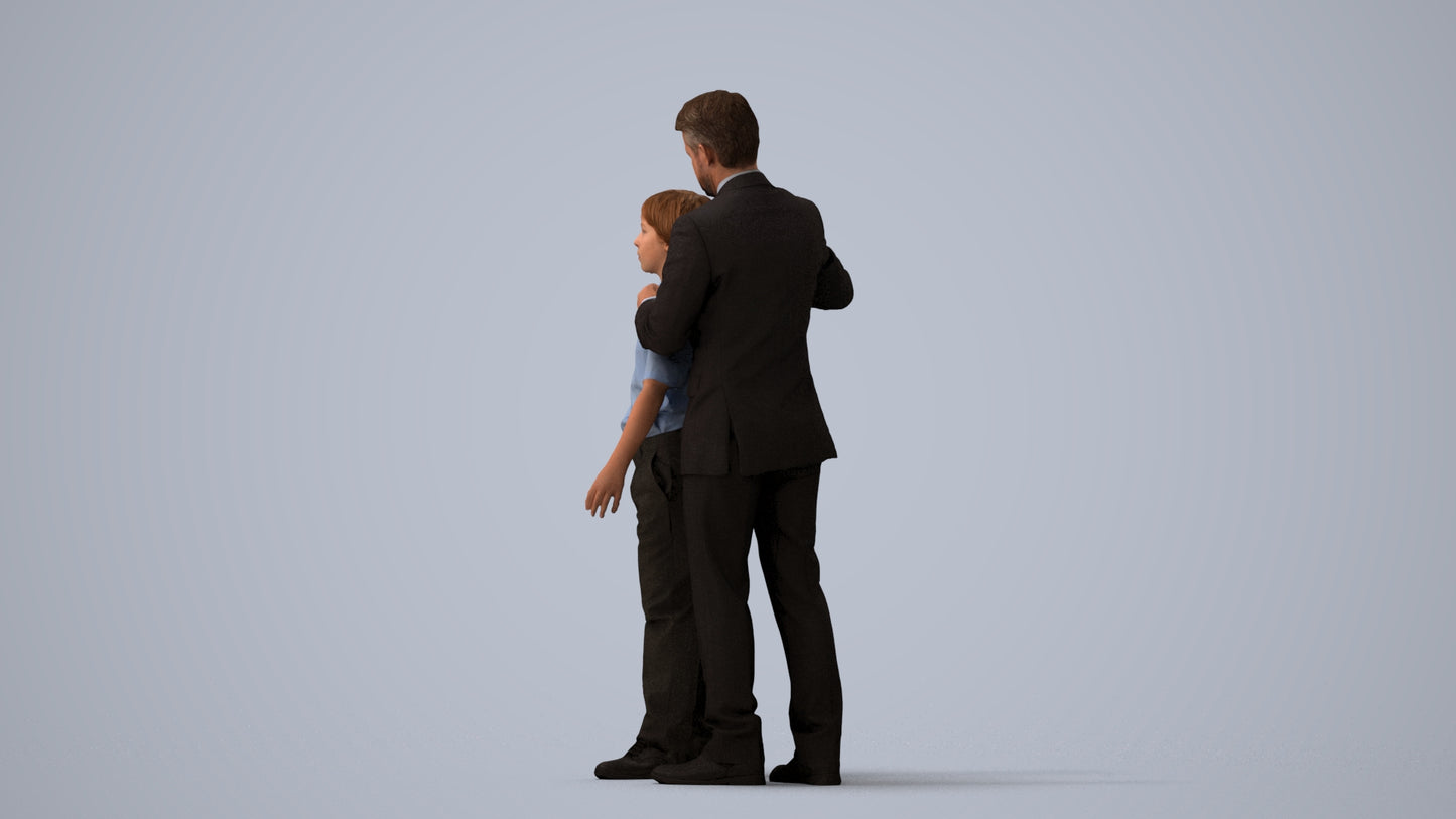 3D people model girl kids, scanned human for 3ds Max rendering, three-quarter view render