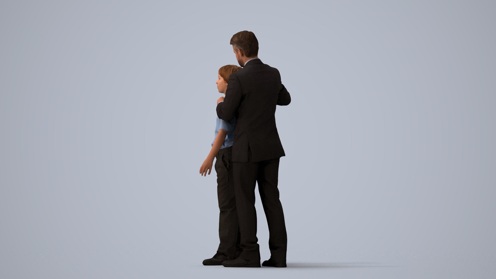 3D people model girl kids, scanned human for 3ds Max rendering, three-quarter view render