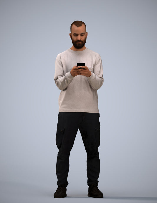 realistic 3D people man casual standing, render-ready for V-Ray and Corona, FBX OBJ