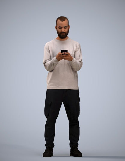 realistic 3D people man casual standing, render-ready for V-Ray and Corona, FBX OBJ