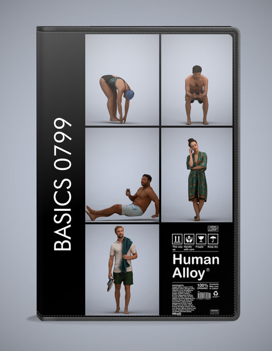 realistic 3D people pool set, 5 render-ready models for V-Ray and Corona