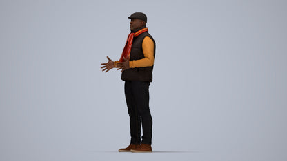 realistic 3D man casual standing, scanned archviz people for Blender and 3ds Max, top-down view render
