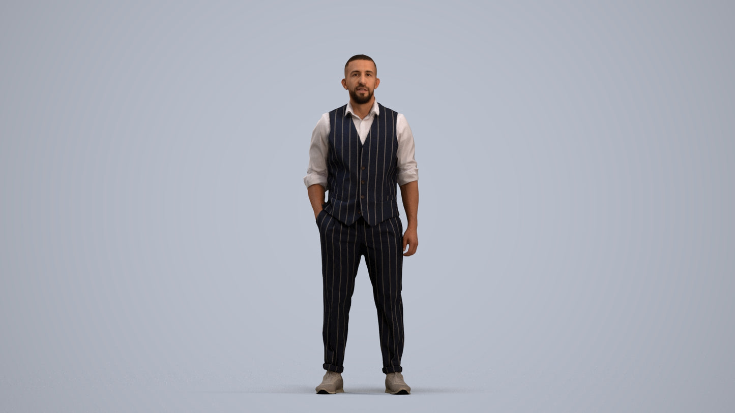 realistic 3D people man business, render-ready for V-Ray and Corona, FBX OBJ, standing pose render