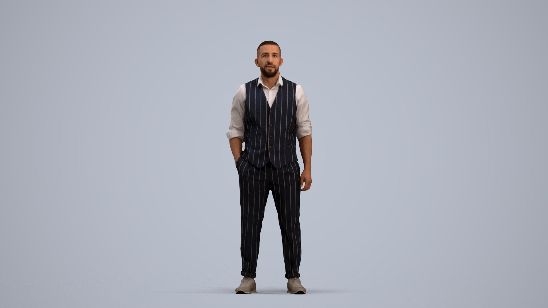 realistic 3D people man business, render-ready for V-Ray and Corona, FBX OBJ, standing pose render