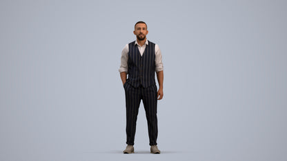 realistic 3D people man business, render-ready for V-Ray and Corona, FBX OBJ, standing pose render