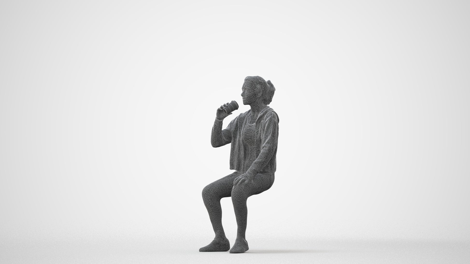 realistic 3D human woman sport, archviz people FBX OBJ for Blender, square thumbnail