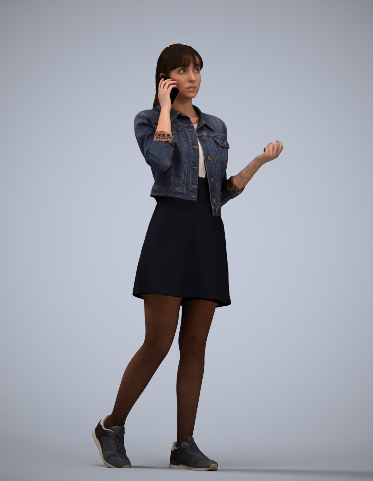 realistic 3D people woman casual walking, render-ready for V-Ray and Corona, FBX OBJ
