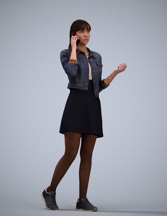 realistic 3D people woman casual walking, render-ready for V-Ray and Corona, FBX OBJ