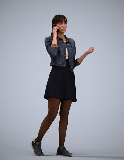 realistic 3D people woman casual walking, render-ready for V-Ray and Corona, FBX OBJ