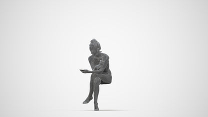 realistic 3D people woman pool, render-ready for V-Ray and Corona, FBX OBJ, wireframe back view