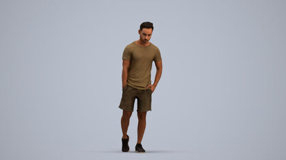 realistic 3D human man casual walking, archviz people FBX OBJ for Blender, standing pose render