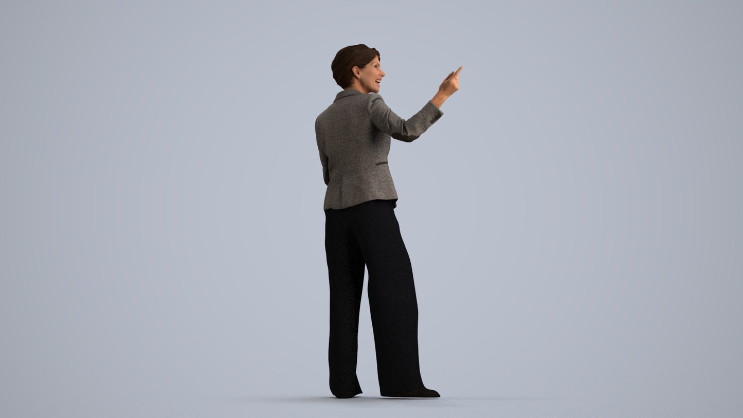 scanned 3D woman business, photogrammetry people for Enscape and V-Ray, front view render