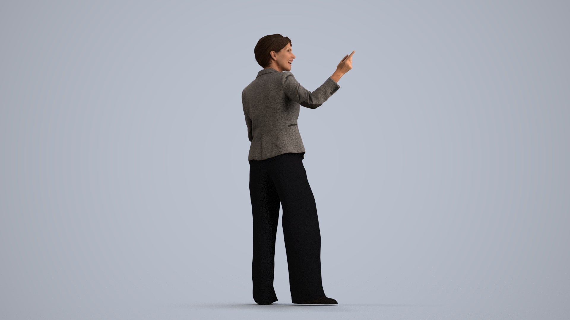scanned 3D woman business, photogrammetry people for Enscape and V-Ray, front view render