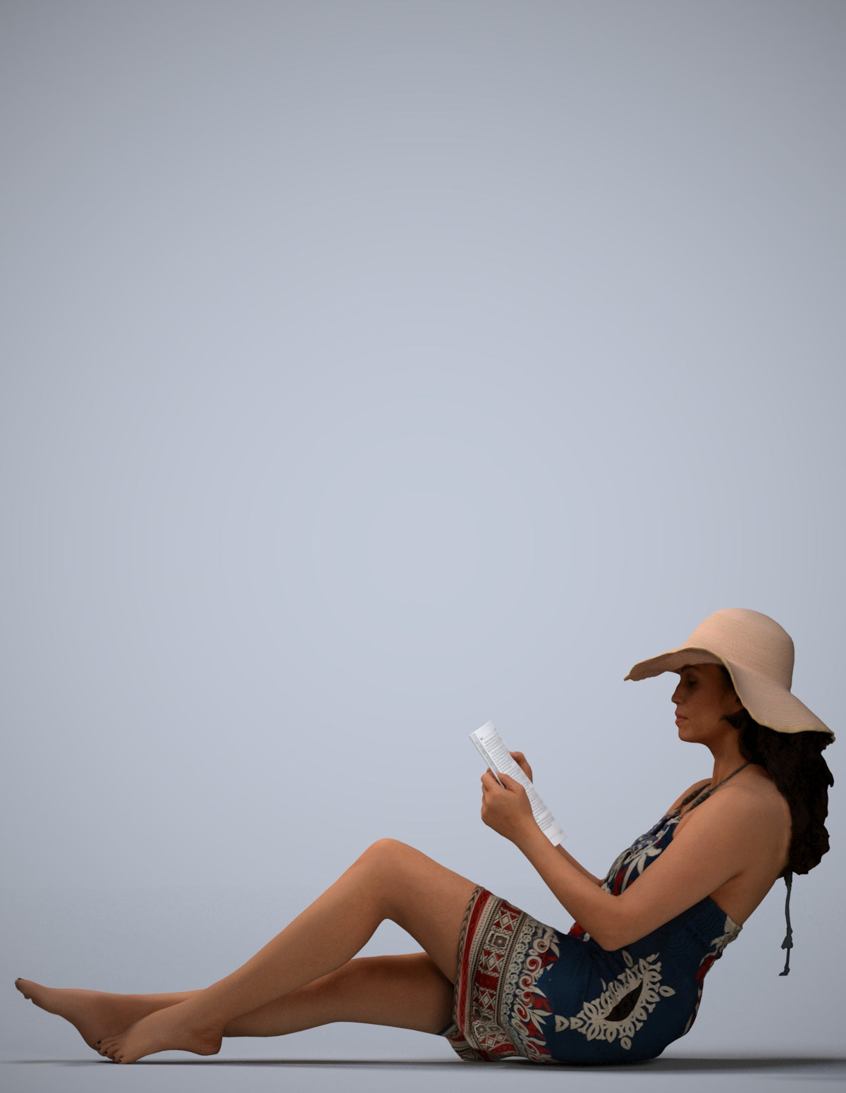 3D scanned woman pool, photorealistic archviz people for Enscape and SketchUp