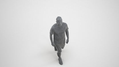 3D people model man sport, scanned human for 3ds Max rendering, wireframe three-quarter view