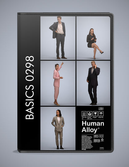 5x realistic 3D people business pack, scanned archviz collection for Blender and 3ds Max