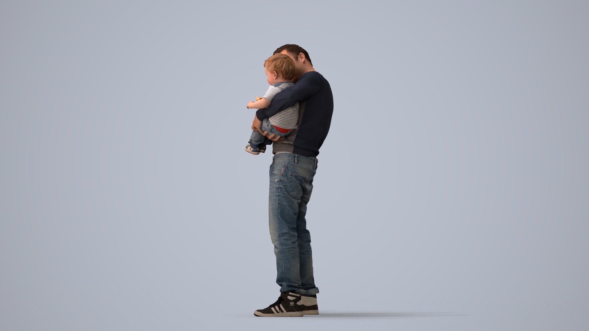 photogrammetry 3D boy casual kids, realistic human model archviz FBX, three-quarter view render
