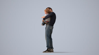 photogrammetry 3D boy casual kids, realistic human model archviz FBX, three-quarter view render