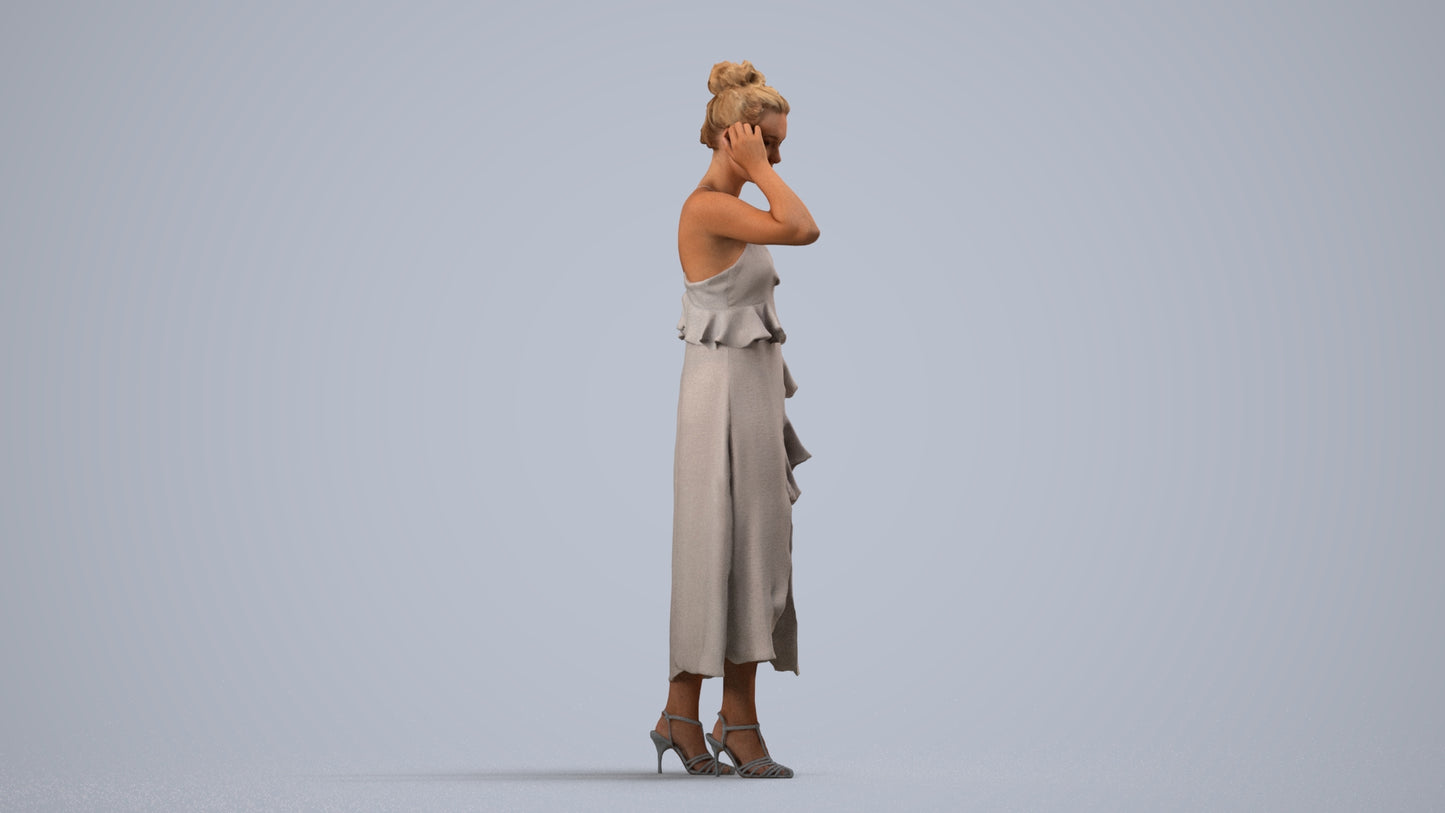 scanned 3D woman formal formalaffairs, photogrammetry people for Enscape and V-Ray, side view render