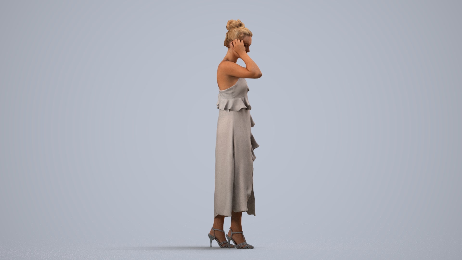 scanned 3D woman formal formalaffairs, photogrammetry people for Enscape and V-Ray, side view render