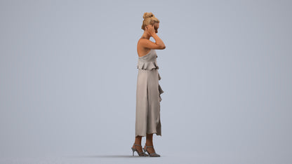 scanned 3D woman formal formalaffairs, photogrammetry people for Enscape and V-Ray, side view render