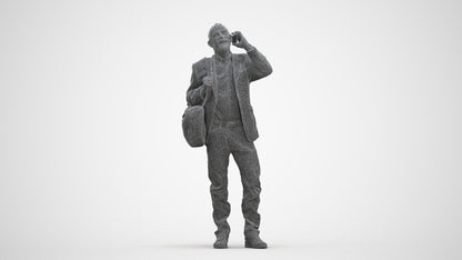 3D people model senior man casual standing, scanned human for 3ds Max rendering, three-quarter front view render