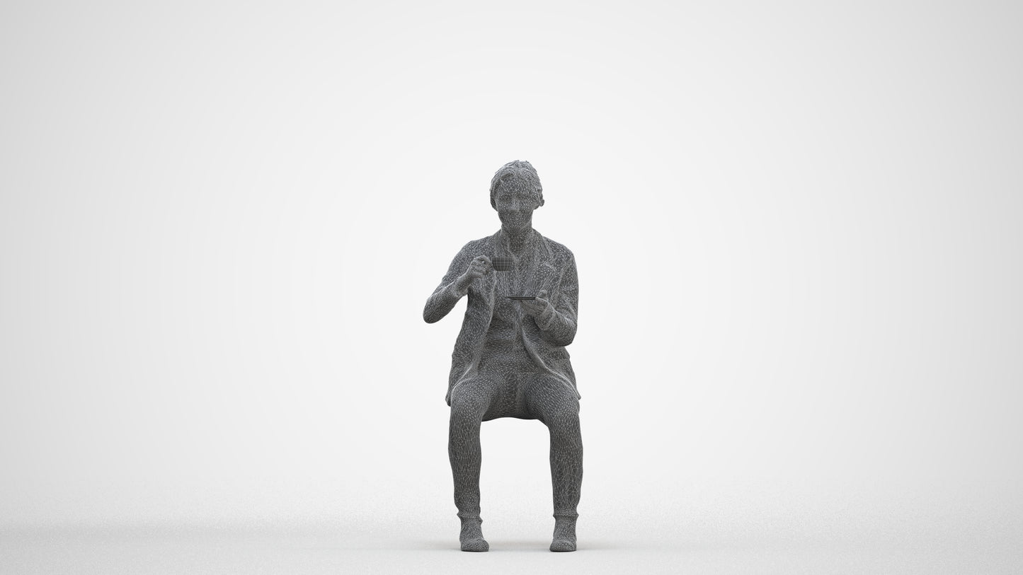scanned 3D woman business, photogrammetry people for Enscape and V-Ray, three-quarter front view render