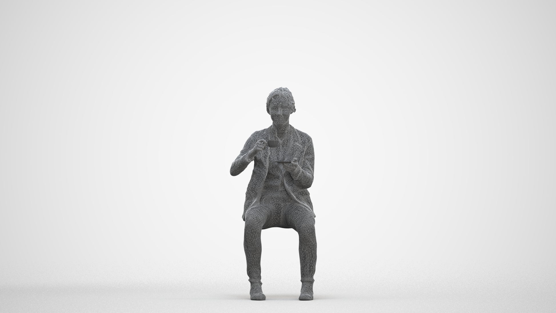scanned 3D woman business, photogrammetry people for Enscape and V-Ray, three-quarter front view render