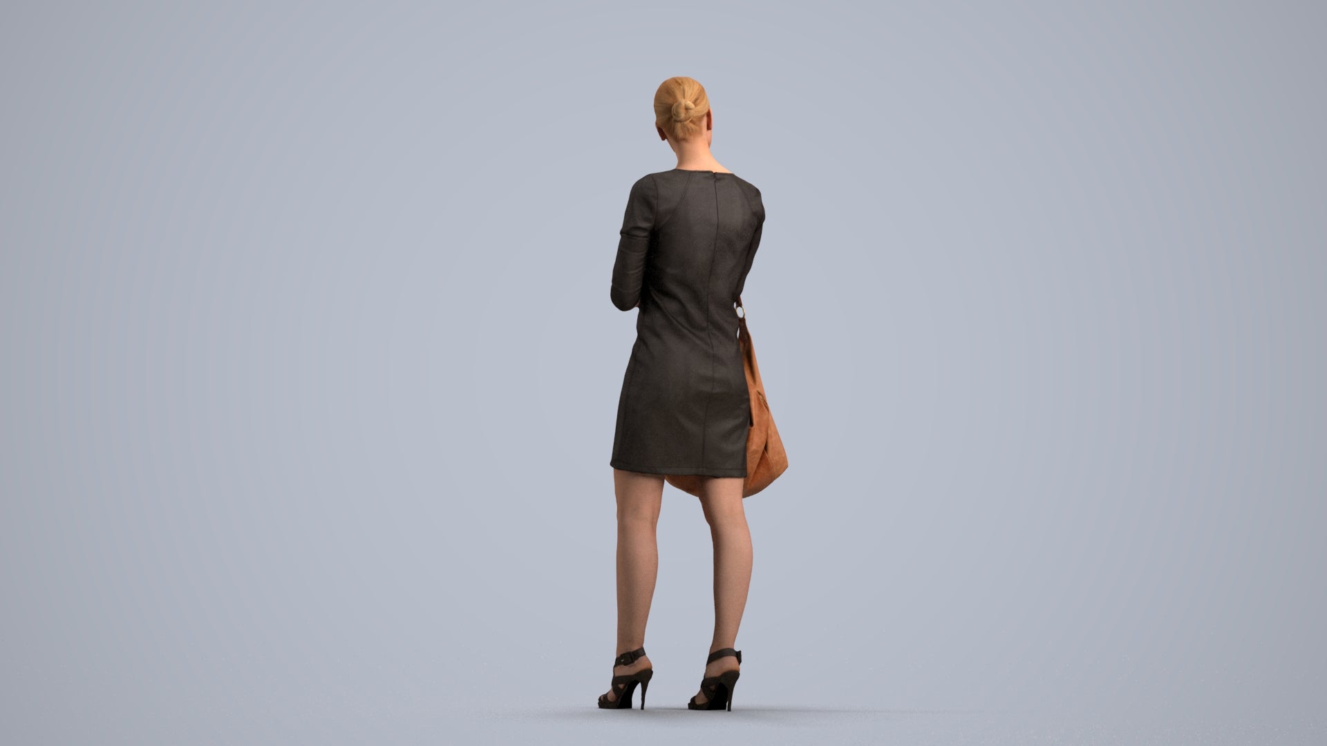 3D people model woman business standing, scanned human for 3ds Max rendering, front view render