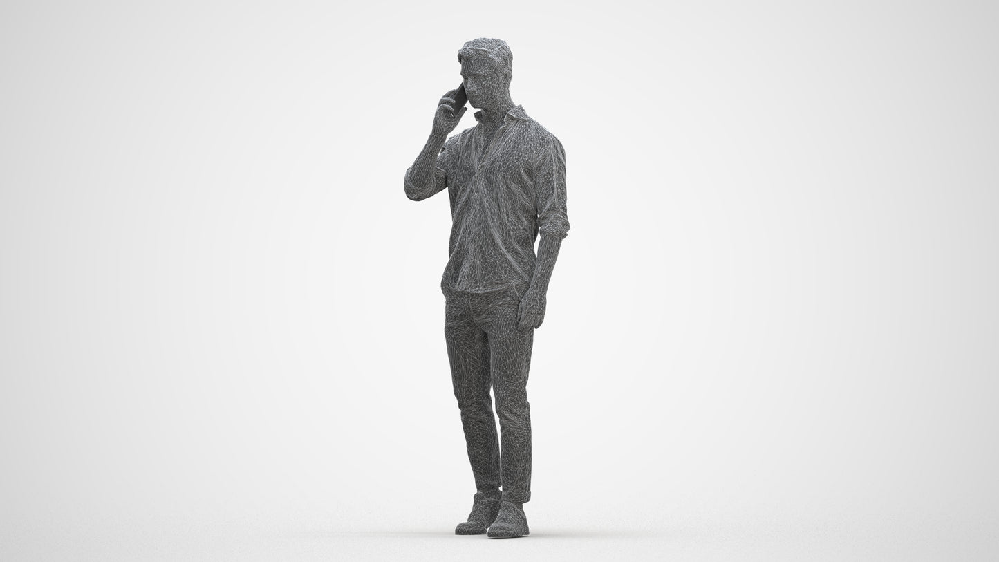 realistic 3D people man casual walking, render-ready for V-Ray and Corona, FBX OBJ, three-quarter front view render