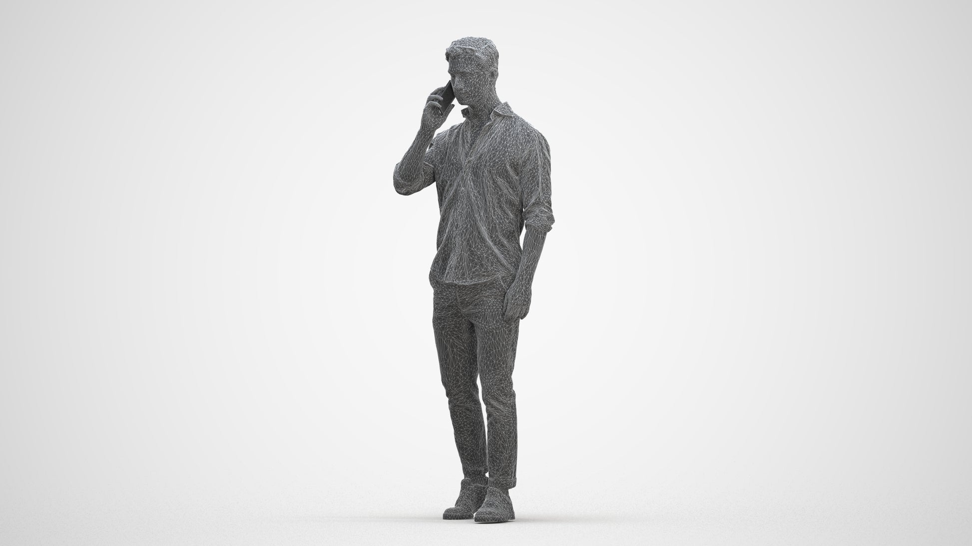 realistic 3D people man casual walking, render-ready for V-Ray and Corona, FBX OBJ, three-quarter front view render