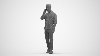 realistic 3D people man casual walking, render-ready for V-Ray and Corona, FBX OBJ, three-quarter front view render