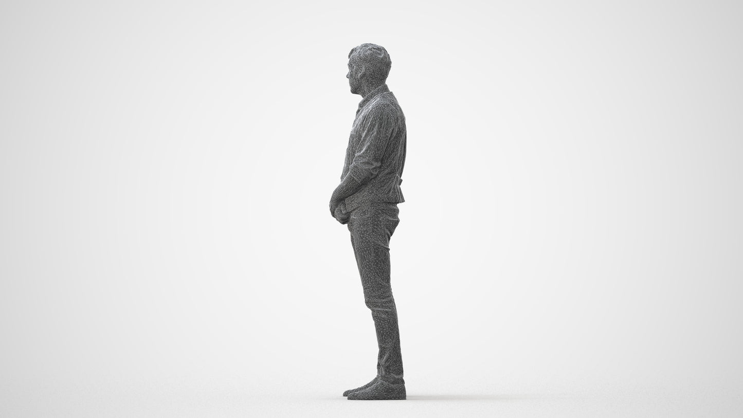 scanned 3D man casual standing, photogrammetry people for Enscape and V-Ray, square thumbnail