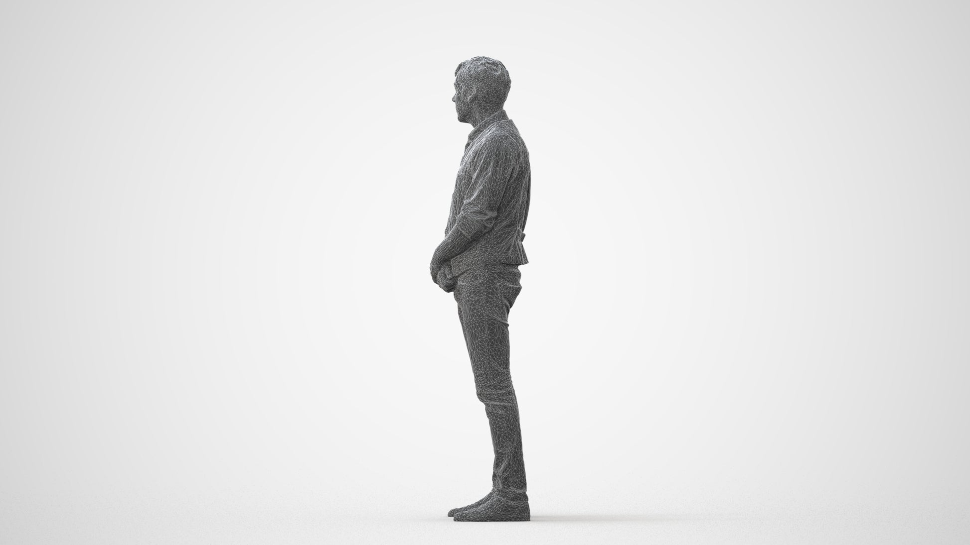 scanned 3D man casual standing, photogrammetry people for Enscape and V-Ray, square thumbnail