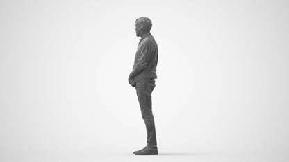 scanned 3D man casual standing, photogrammetry people for Enscape and V-Ray, square thumbnail