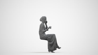 3D human model woman formal formalaffairs, photogrammetry scanned person for archviz, wireframe side view
