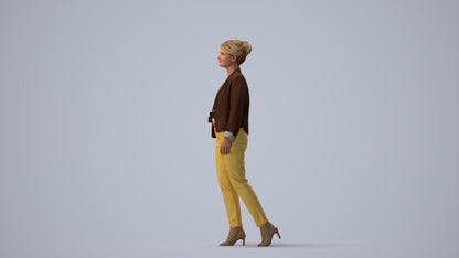 scanned 3D woman business walking, photogrammetry people for Enscape and V-Ray, three-quarter view render