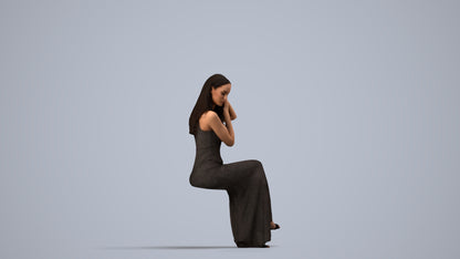 3D scanned woman formalaffairs formal, photorealistic archviz people for Enscape and SketchUp, side view render