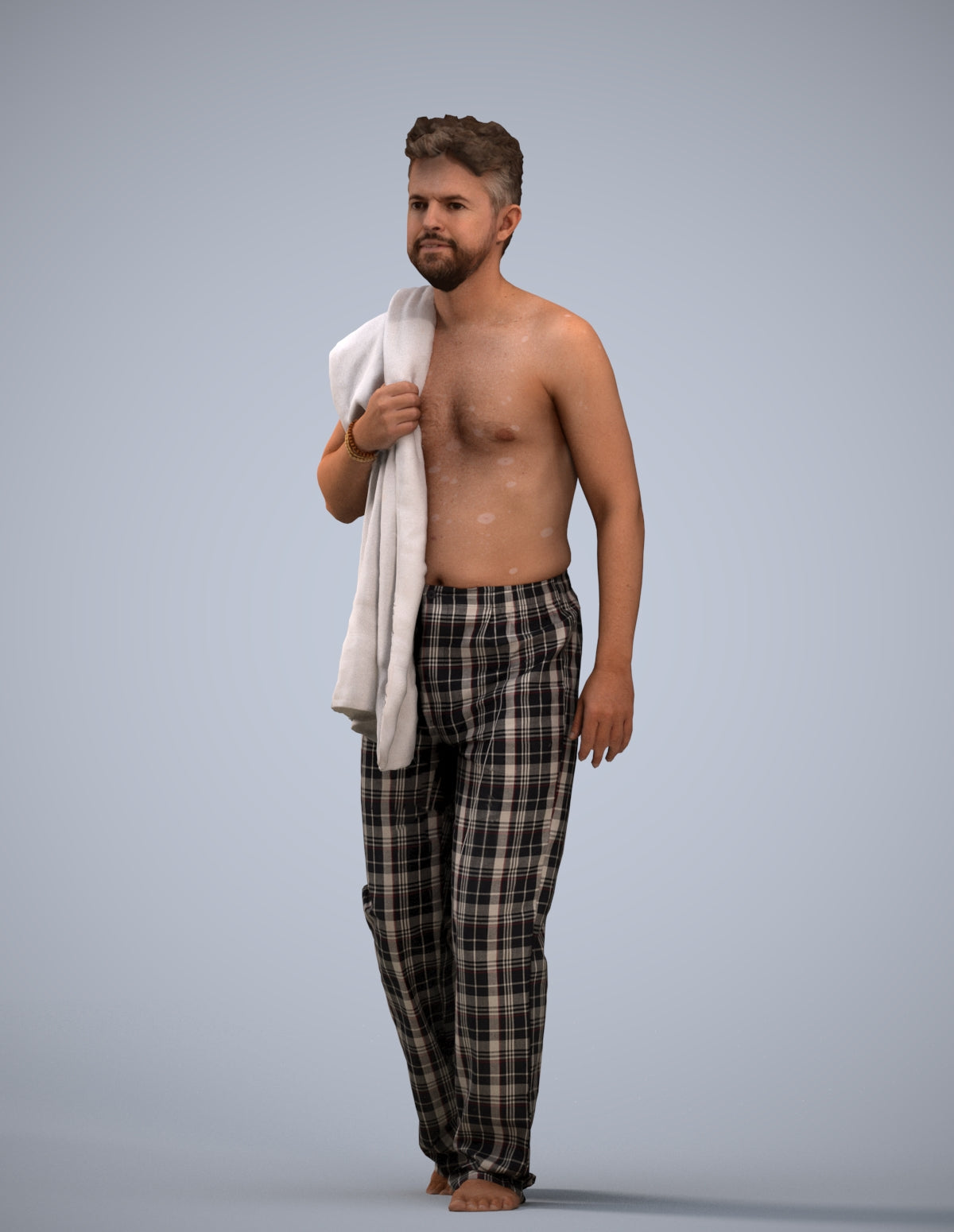 3D human model person bathroom, photogrammetry scanned person for archviz
