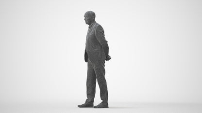 realistic 3D senior man business standing, scanned archviz people for Blender and 3ds Max, square thumbnail