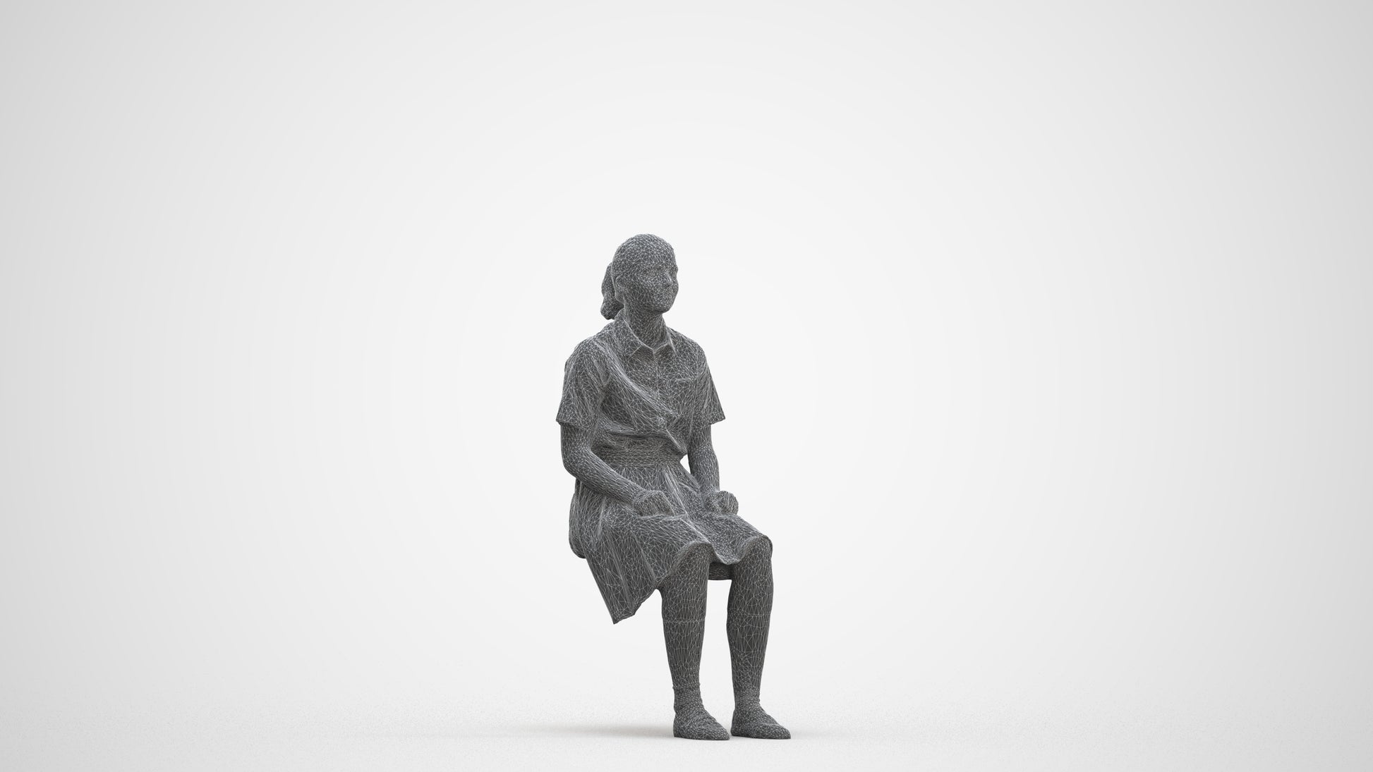 realistic 3D human girl kids, archviz people FBX OBJ for Blender, three-quarter front view render